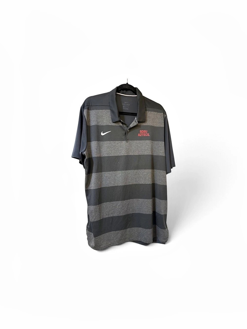 Nike Striped Polo in Gray & Black SDSU pet friendly atmosphere